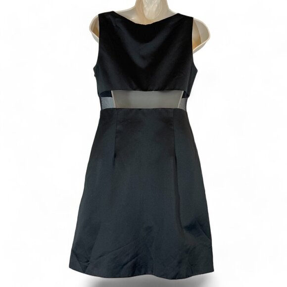 Vintage Dress Black Mini Cocktail Satin Party Mesh Small - Picture 2 of 10